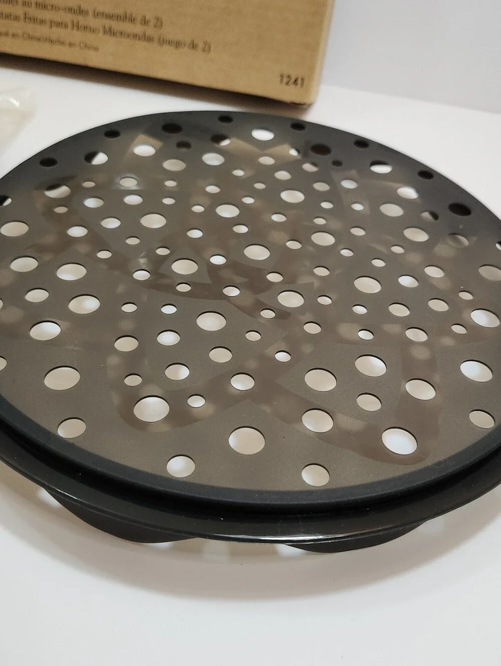 Pampered Chef Microwave Chip Maker 1241 Set of 2 Gray Silicone RETIRED w/box GUC